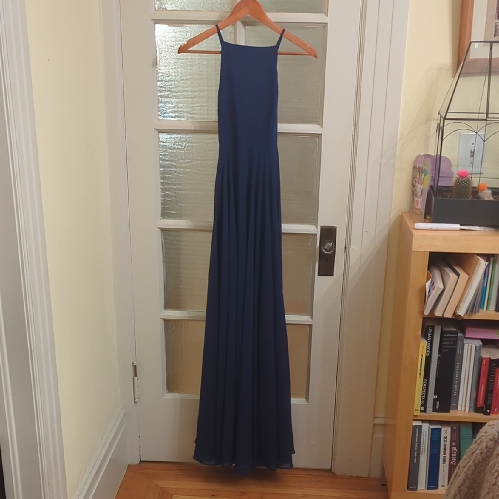 Lulu's Blue Halter Maxi Gown for Prom